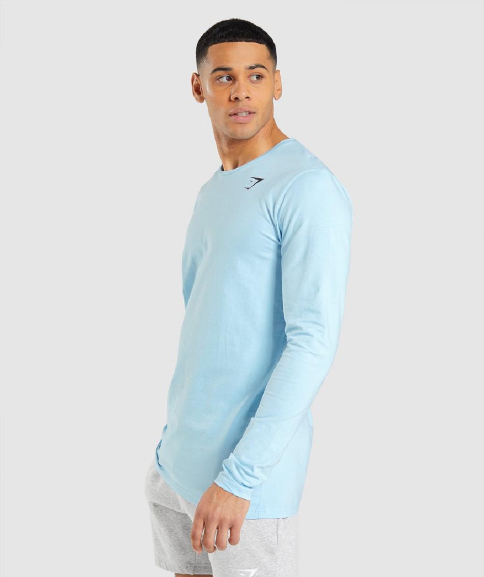 Gymshark Essential Muške Dugi Rukav Bež Plave | HR 2627GSO